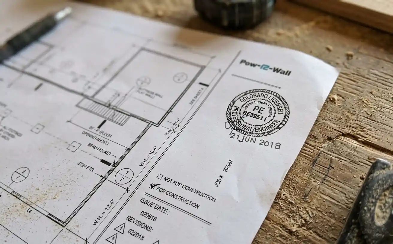 A stamped drawing on a jobsite
