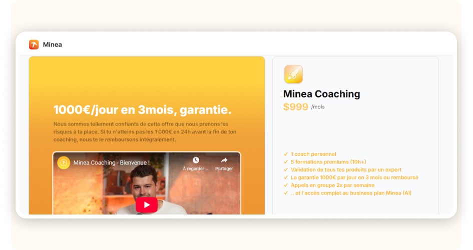 Minea Coaching screenshot