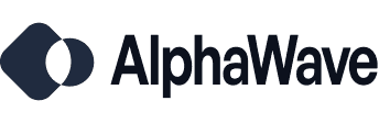 Alpha wave logo featuring stylized waves in a modern design, representing creativity and innovation.