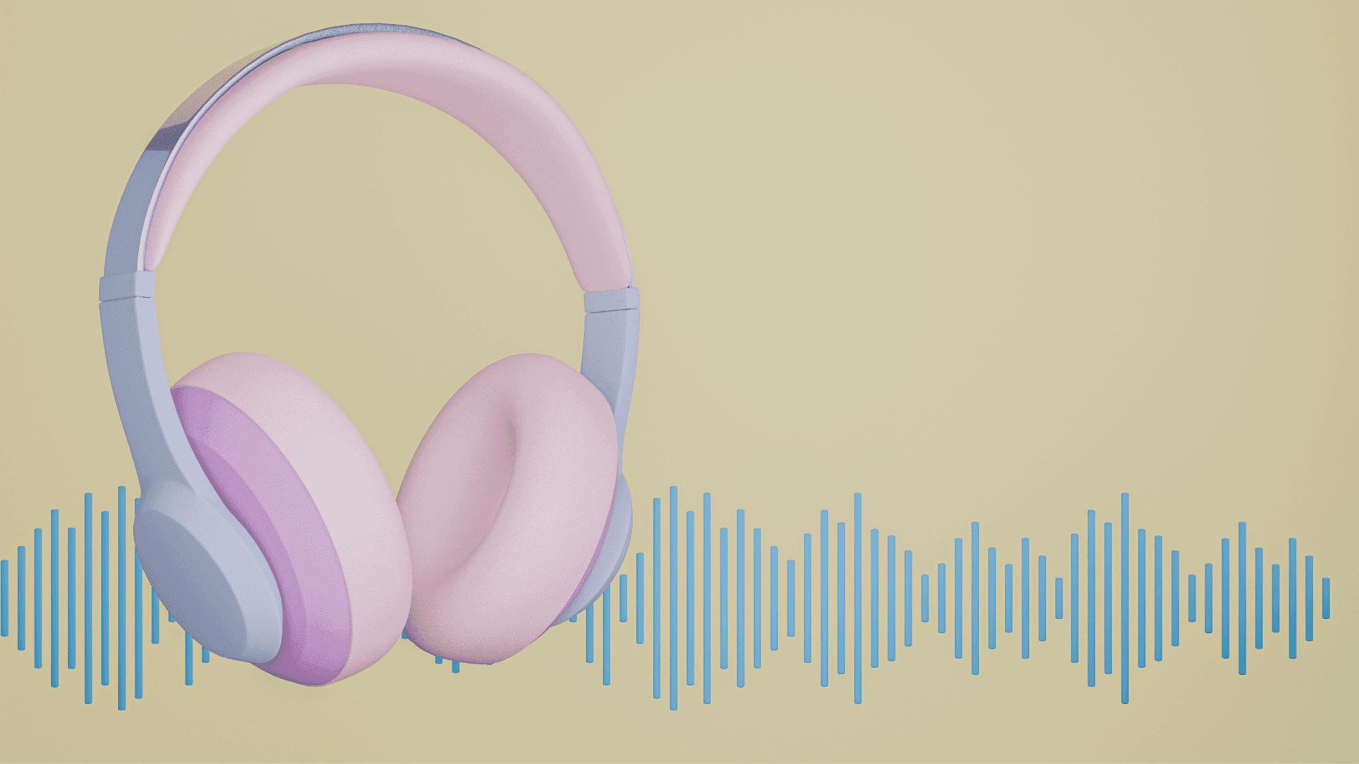 A graphic showing Solfeggio Frequency waves with a pair of pink headphones.