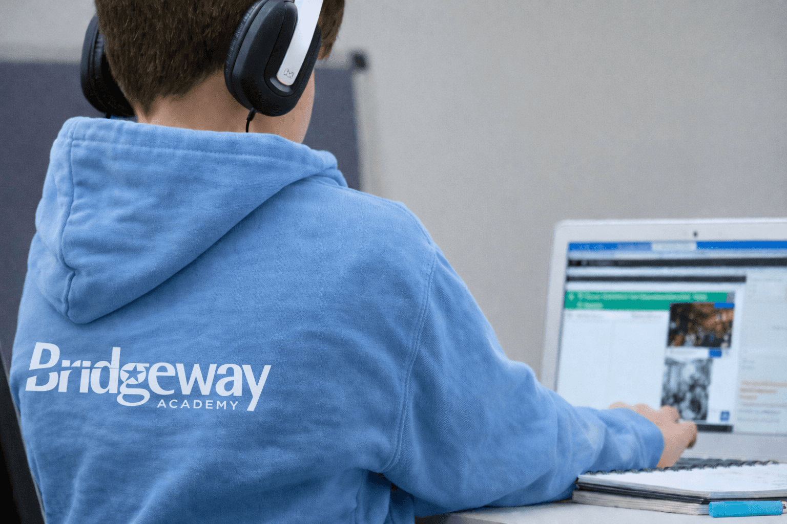 Bridgeway Academy student on computer