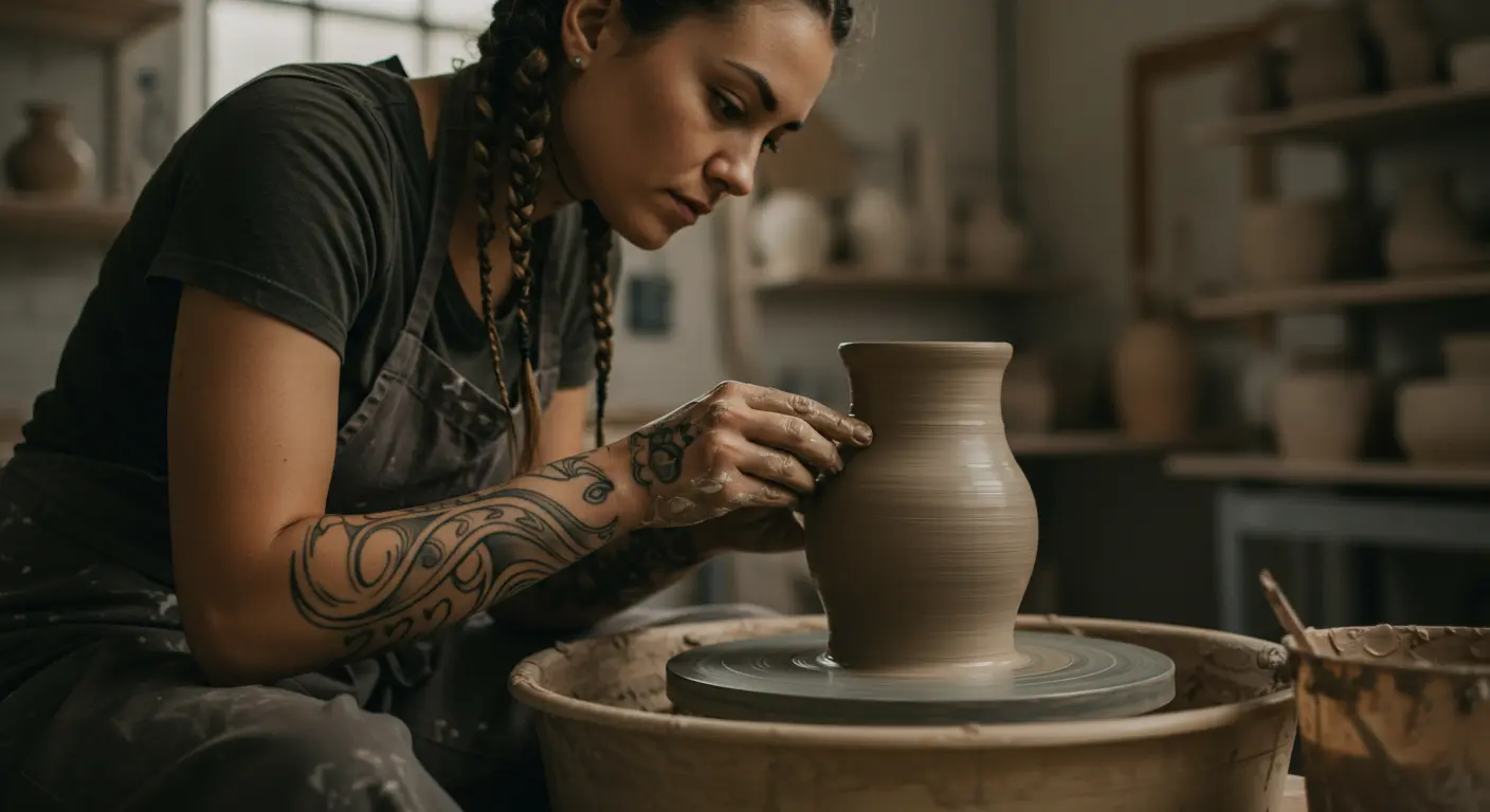 Women making pottery