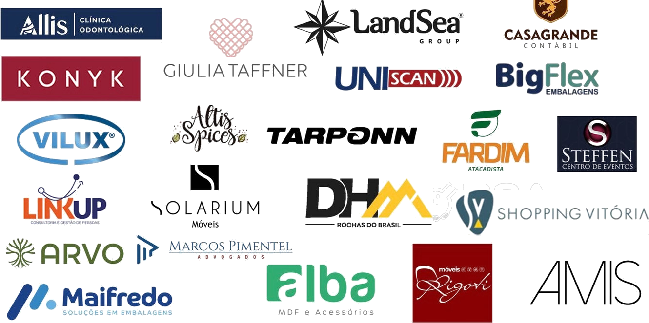 Logos de alguns clientes da Intelegere e do Grupo IL