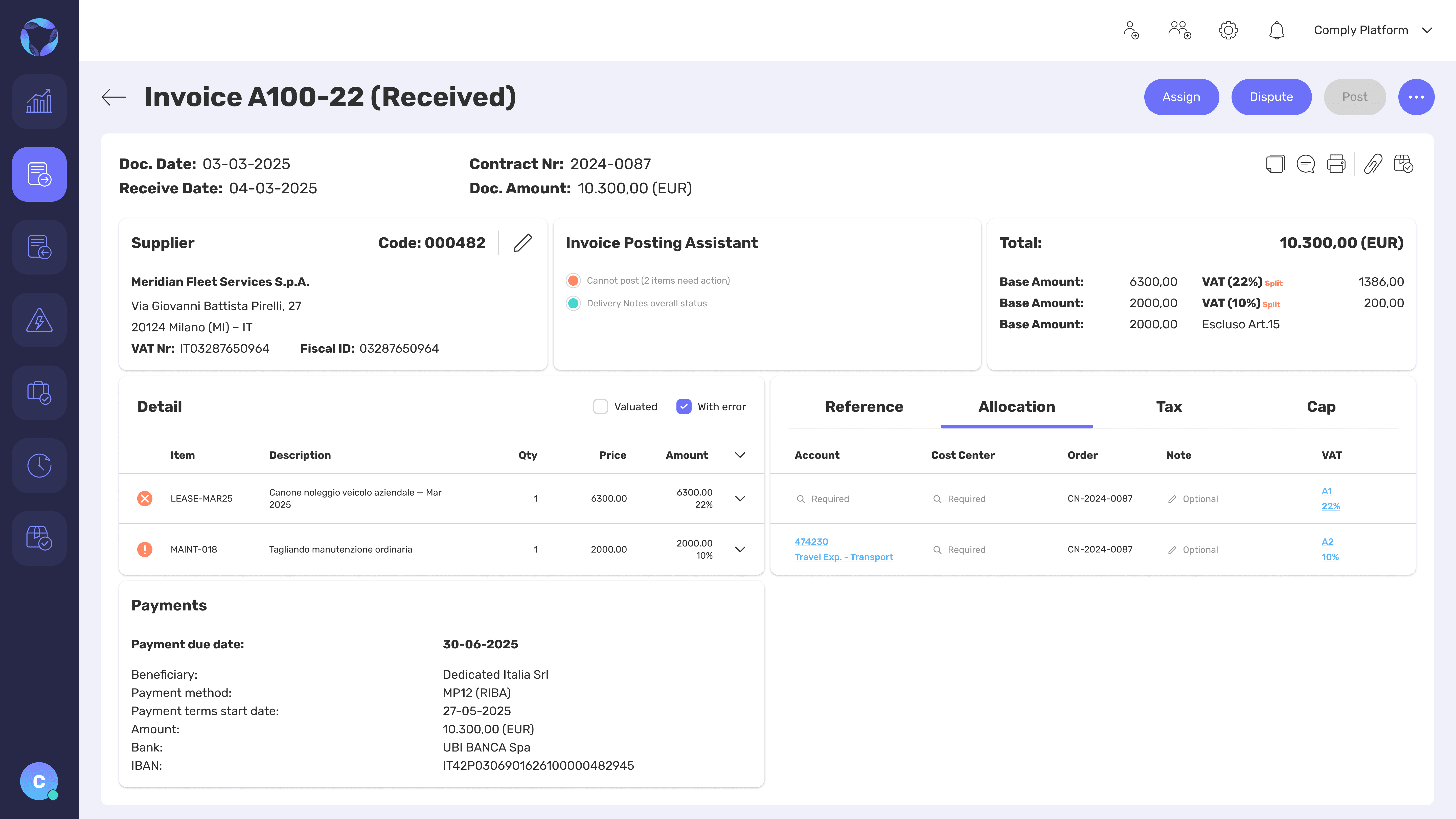 Invoice Filter "With error"
