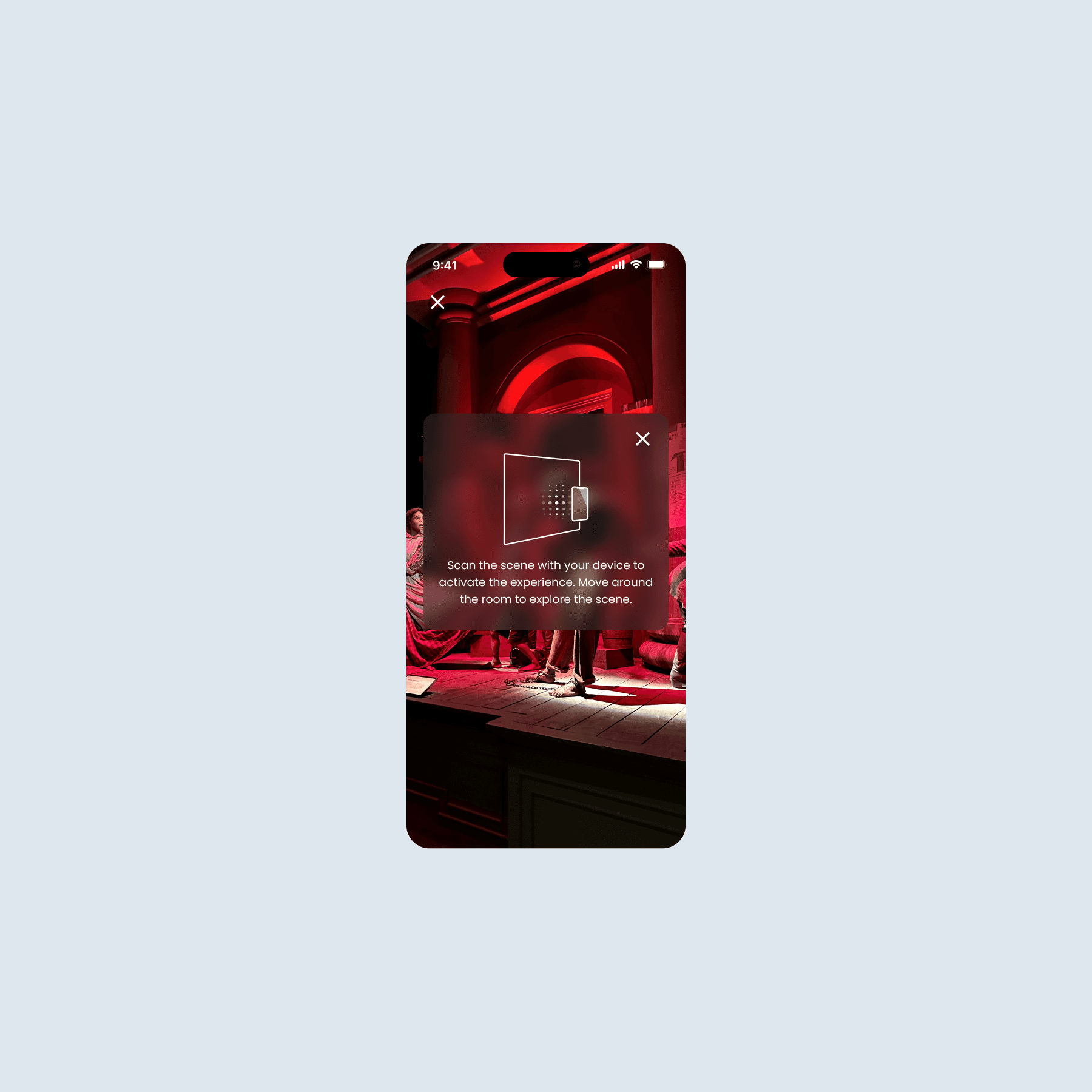 Screenshot of the AR experience in the Slave Auction Block Exhibit