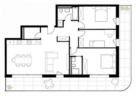 Plan de l'appartement — lot 2.5 (4,5p, 2ème)