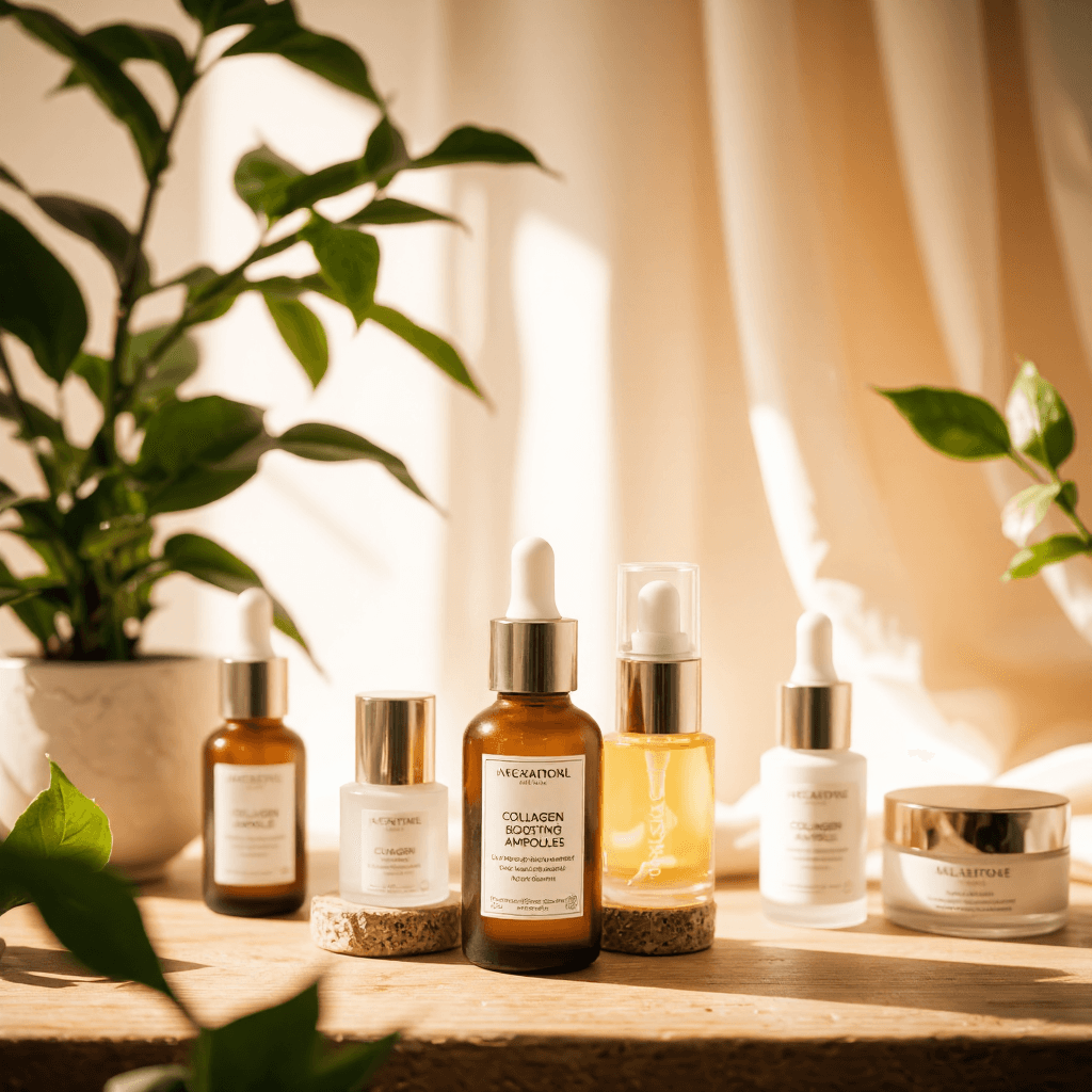 product photography of bottle of collagen boosting ampoule