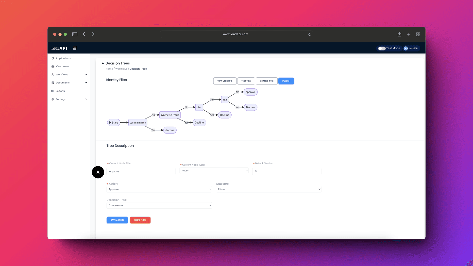 LendAPI Documentation Decision Tree Builder - Node Editor