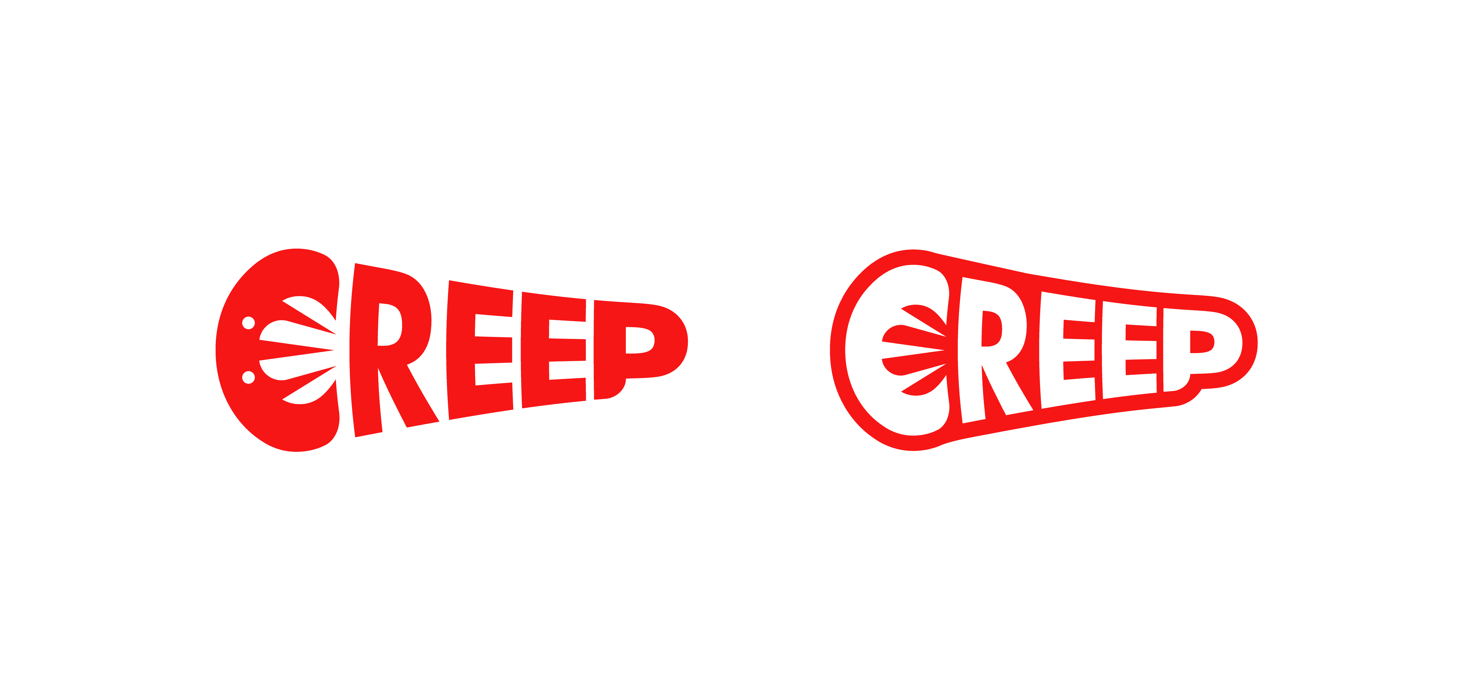 creep wordmark in red, comparing old & new logo versions.