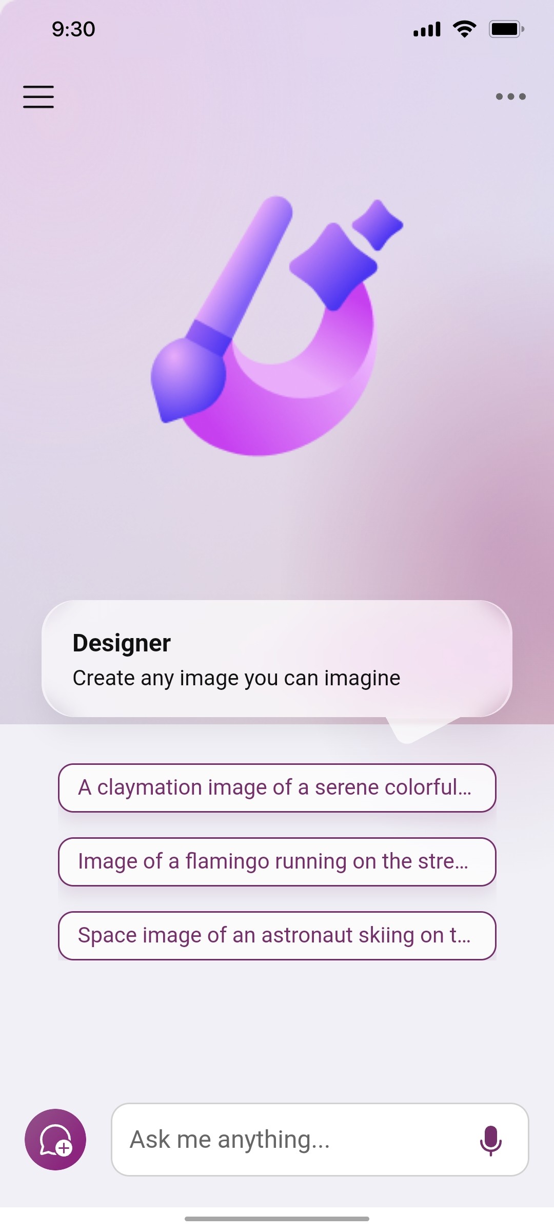 Microsoft Copilot Designer Home screen