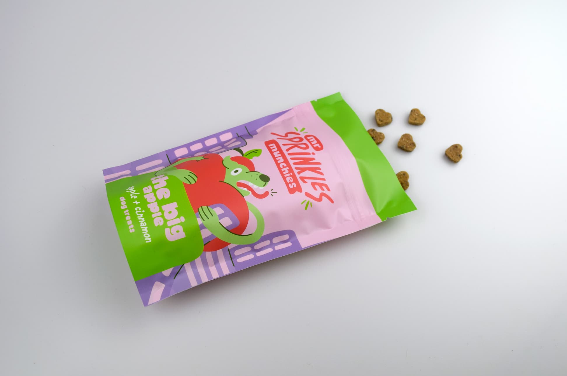 Photo shot of packaging showing dog treats- sweet potato & turmeric