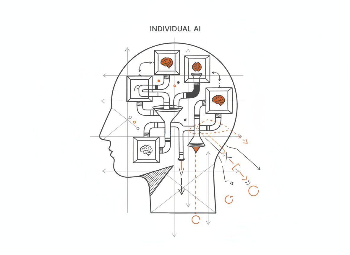Illustration depicting the problem with individual ai: silos, bottlenecks, and lost momentum
