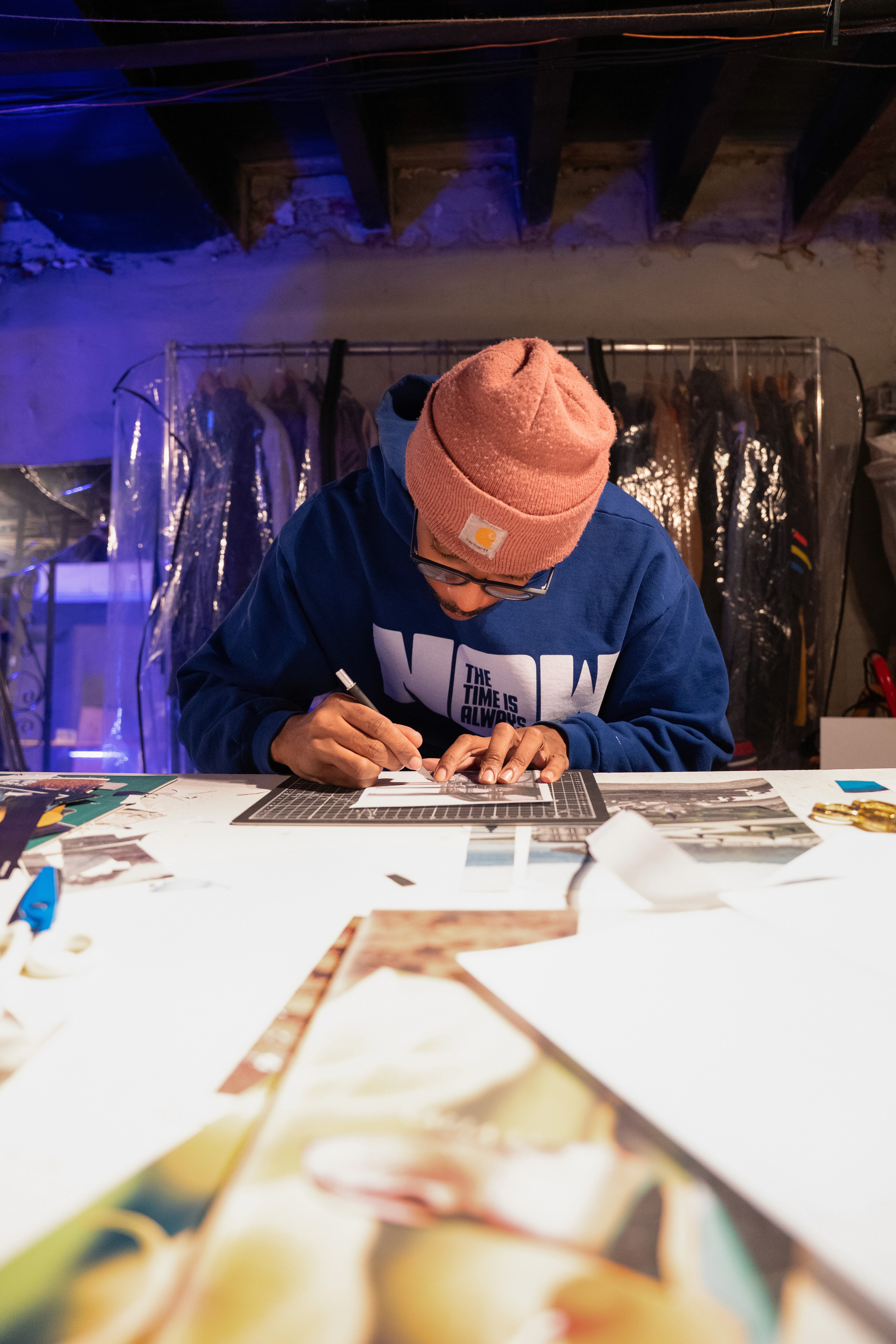 Yannick working on an art piece