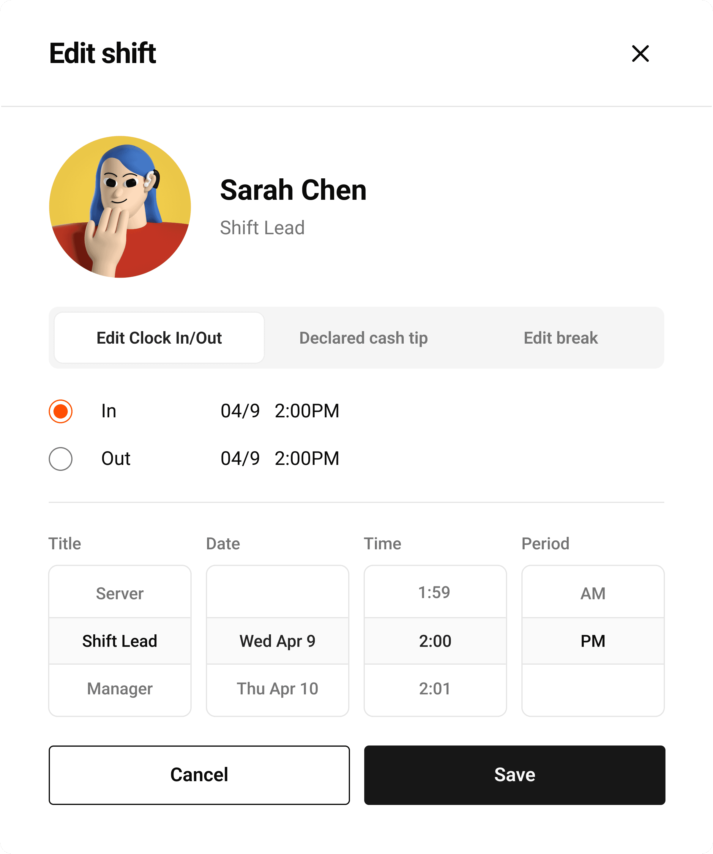 Two cafe owners proudly stand together.