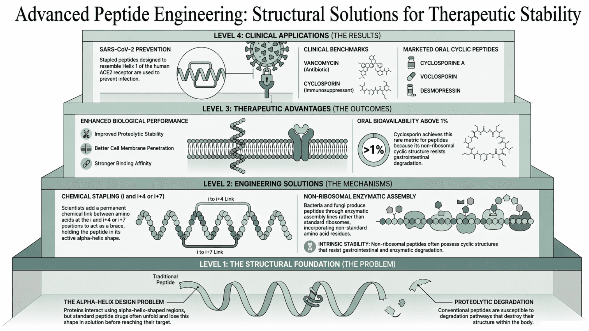 stabled peptide engineering for therapeutic stability