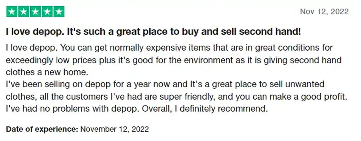 Depop Trustpilot Positive Review 2