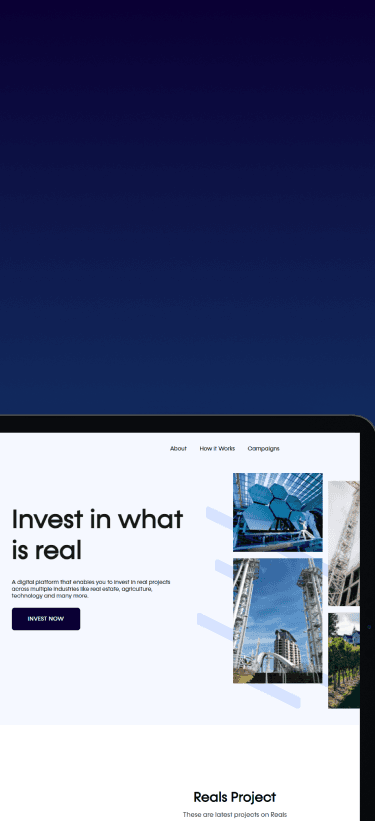 Mobile view of REALS platform showcasing user-friendly navigation for diverse industry investments
