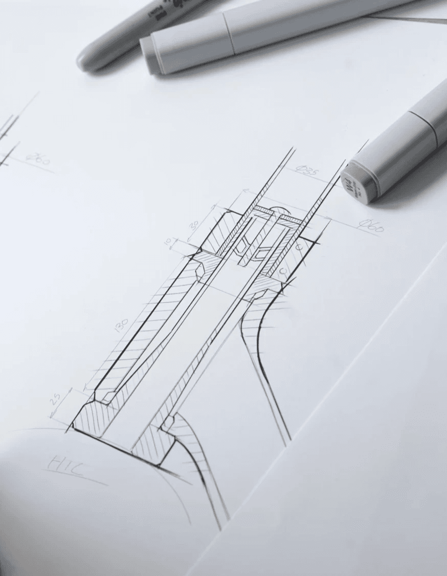 Concept development sketches for an electric scooter headset assembly