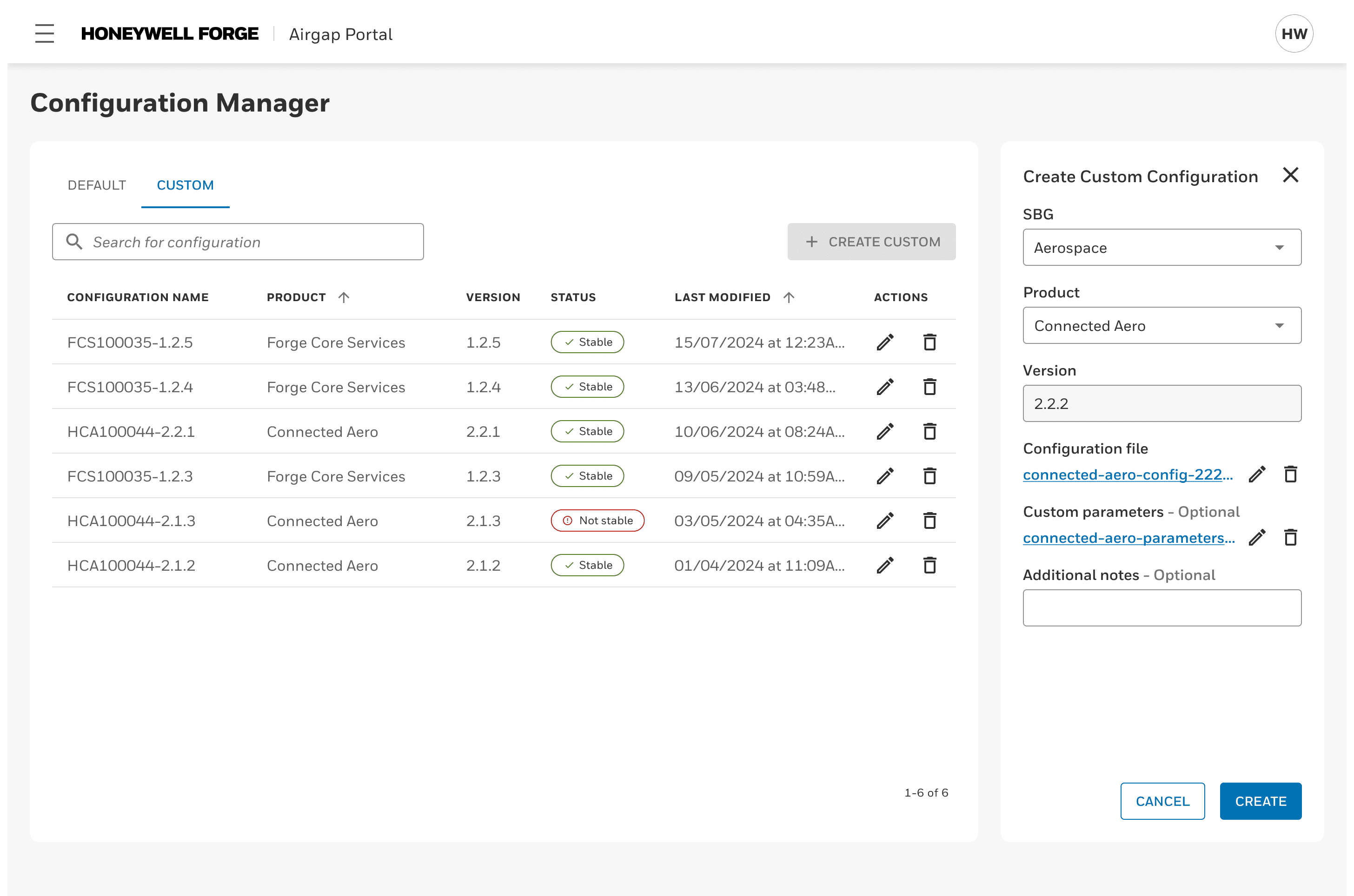 Editing the create form for the custom configuration