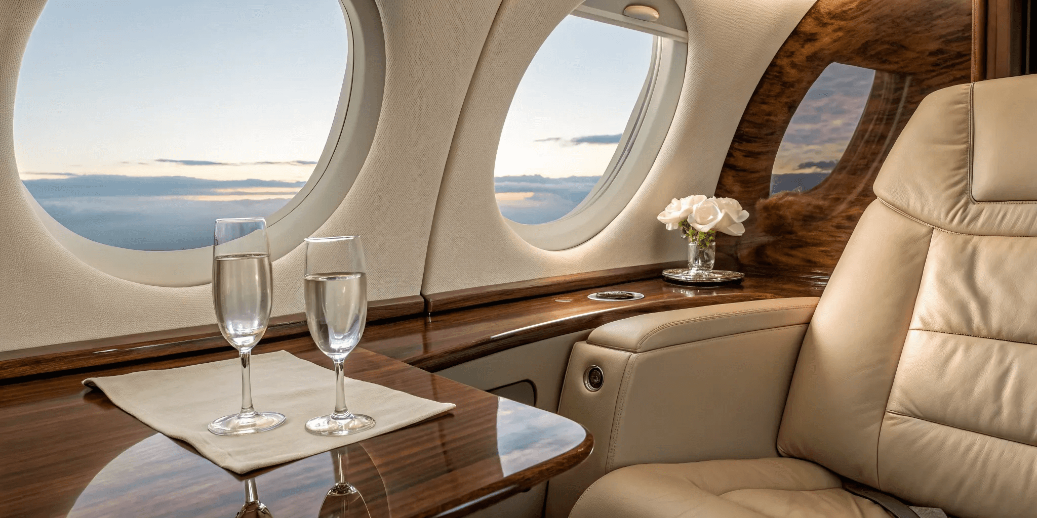 Luxury private jet parked on the runway beside a black executive car, representing premium private aviation and seamless travel service.