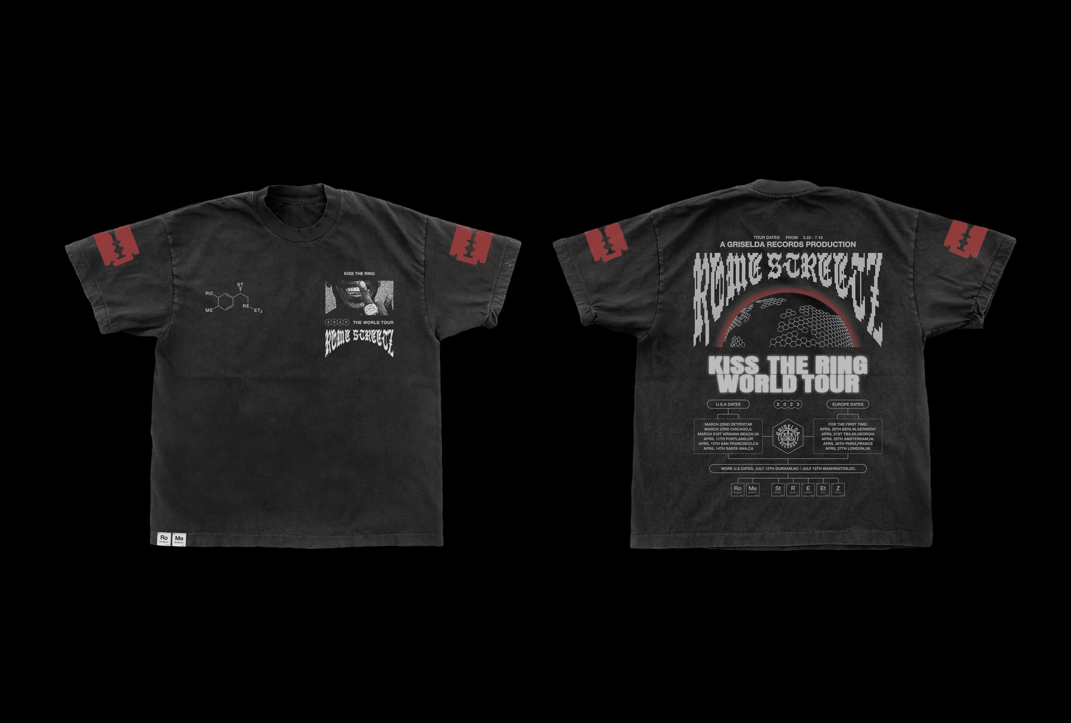 front and back sides of the design on a black T shirt