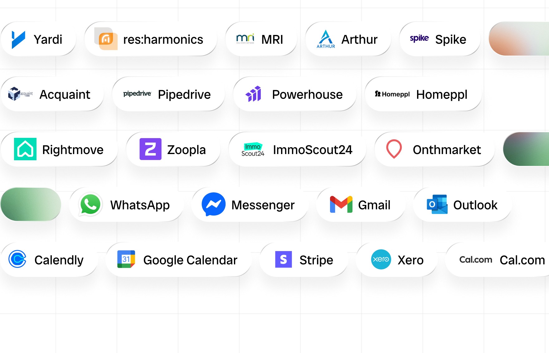 Interface showing tone options ‘Friendly,’ ‘Empathetic,’ and ‘Witty’ connecting to a loading bar labeled ‘Adjusting Brand Tone.’ Below, a sample Vinny message reads: ‘Hi there, I'm Vinny 👋 Tell me what you're looking for in your next home and I’ll help you find the best options.
