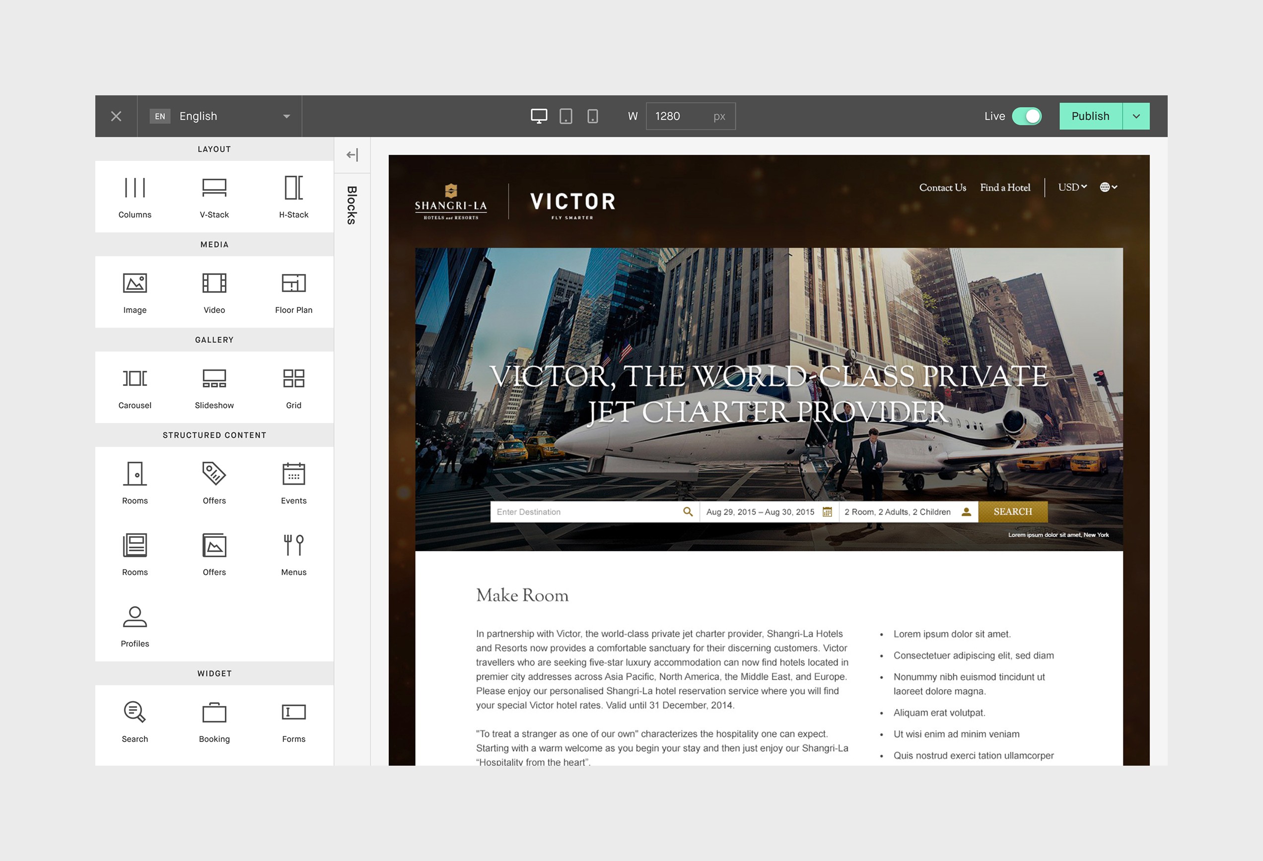 Page Layout Builder - Blocks Pane Expanded