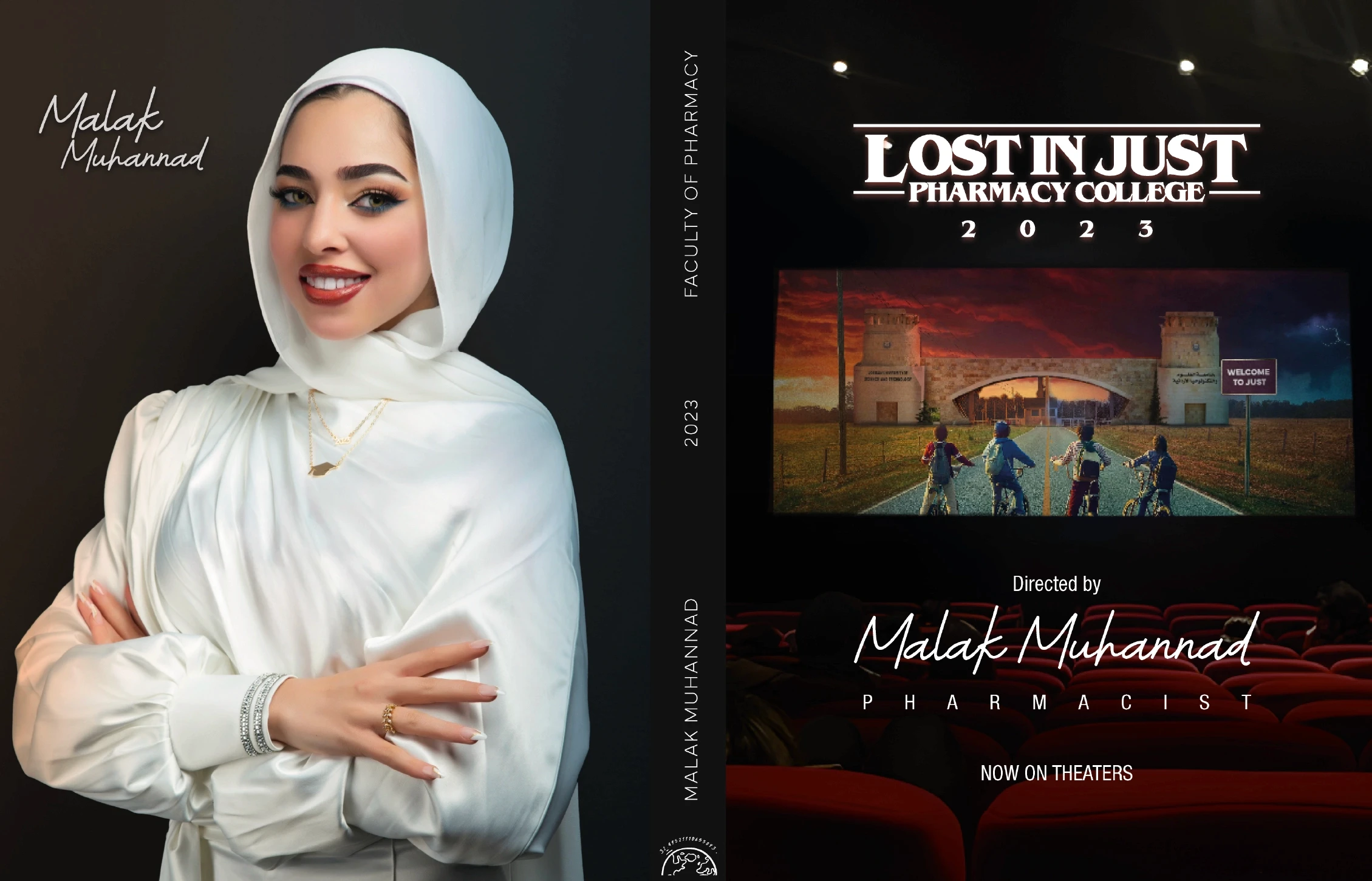 Graduation book in stranger things theme in theatre for malak made by kkdesign.io