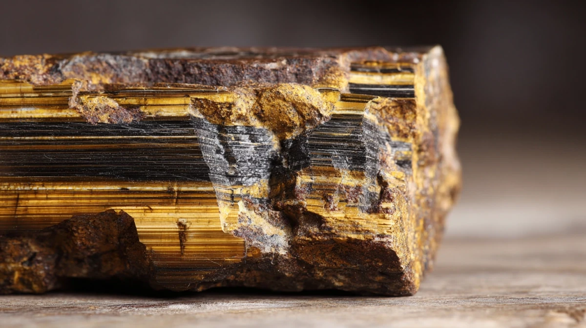 Cross-section of tiger's eye showing parallel fiber structure