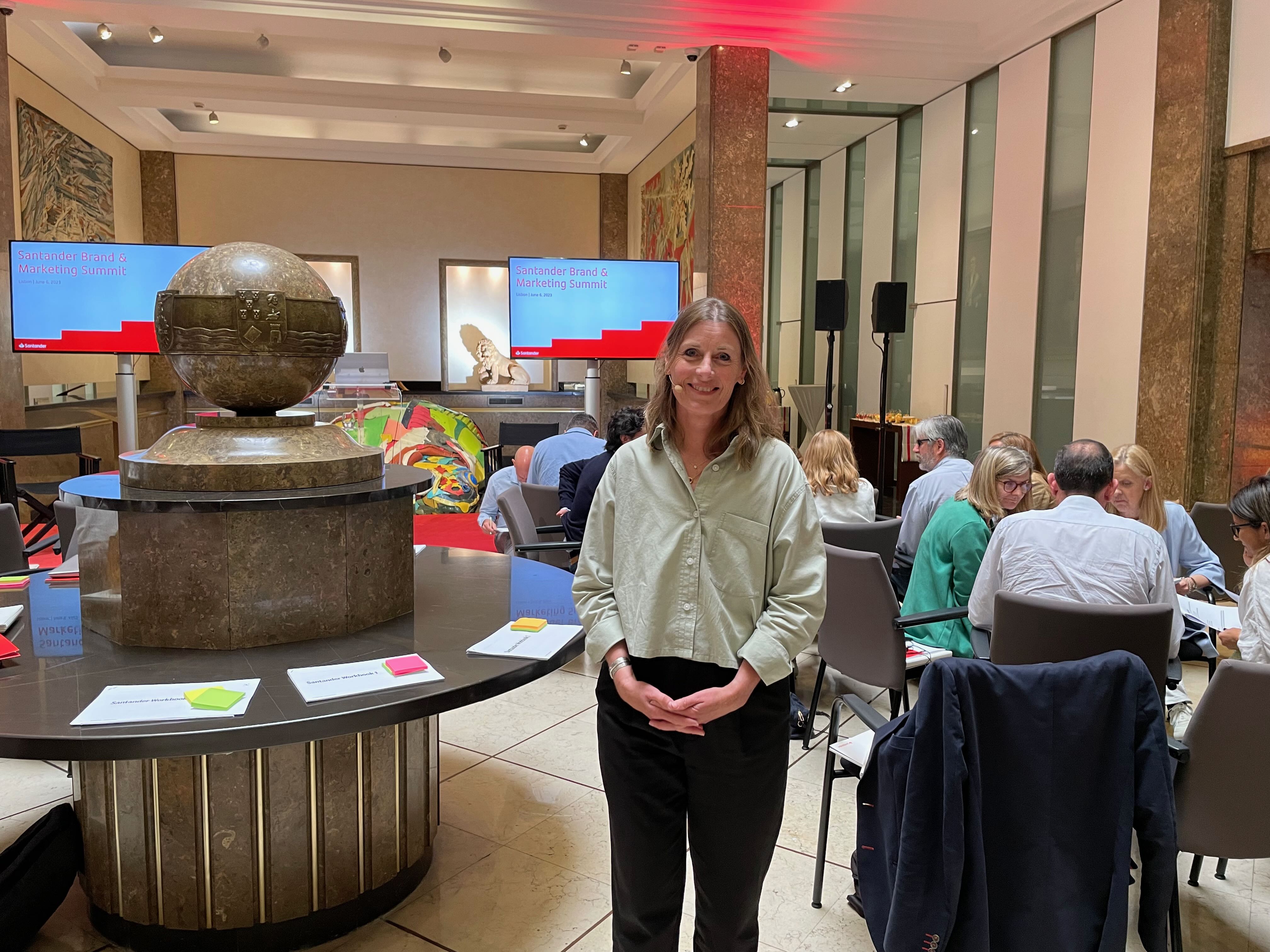 Helen Edwards running a workshop for Santander