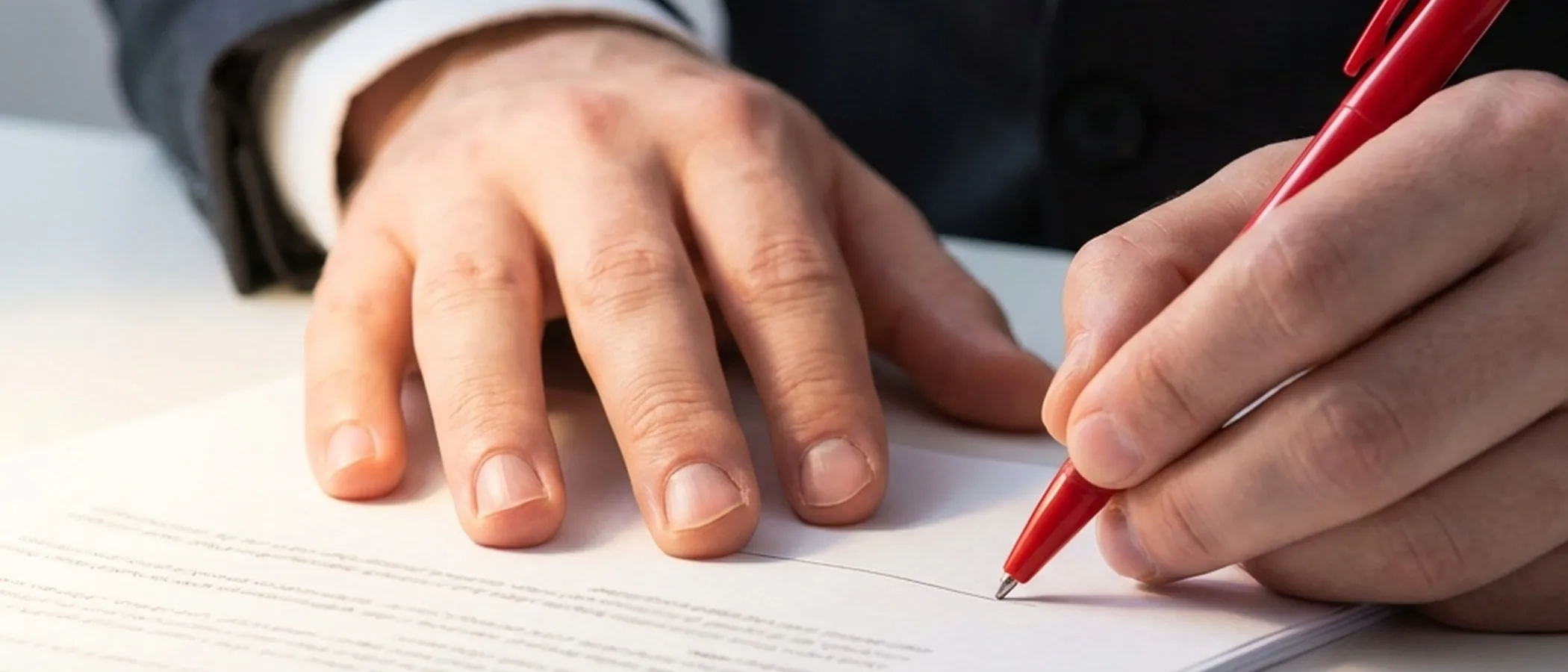 Signing document with red pen