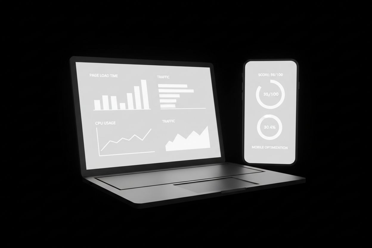 Technical SEO dashboard on a laptop and phone