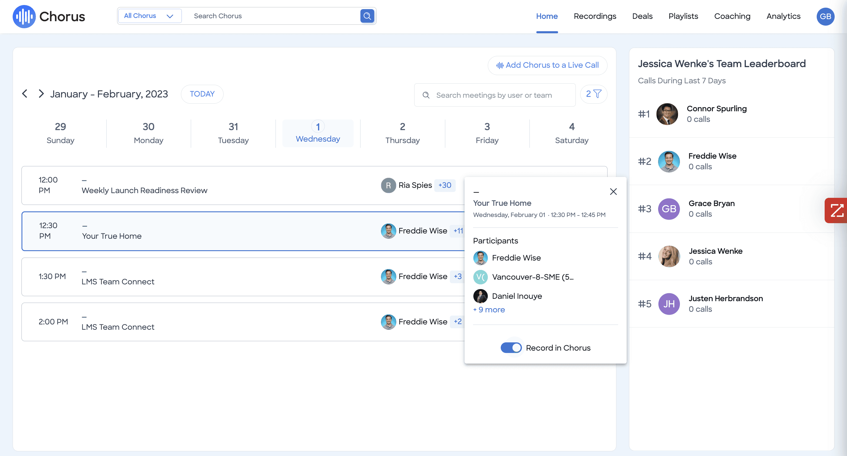 Chorus (ZoomInfo) interface