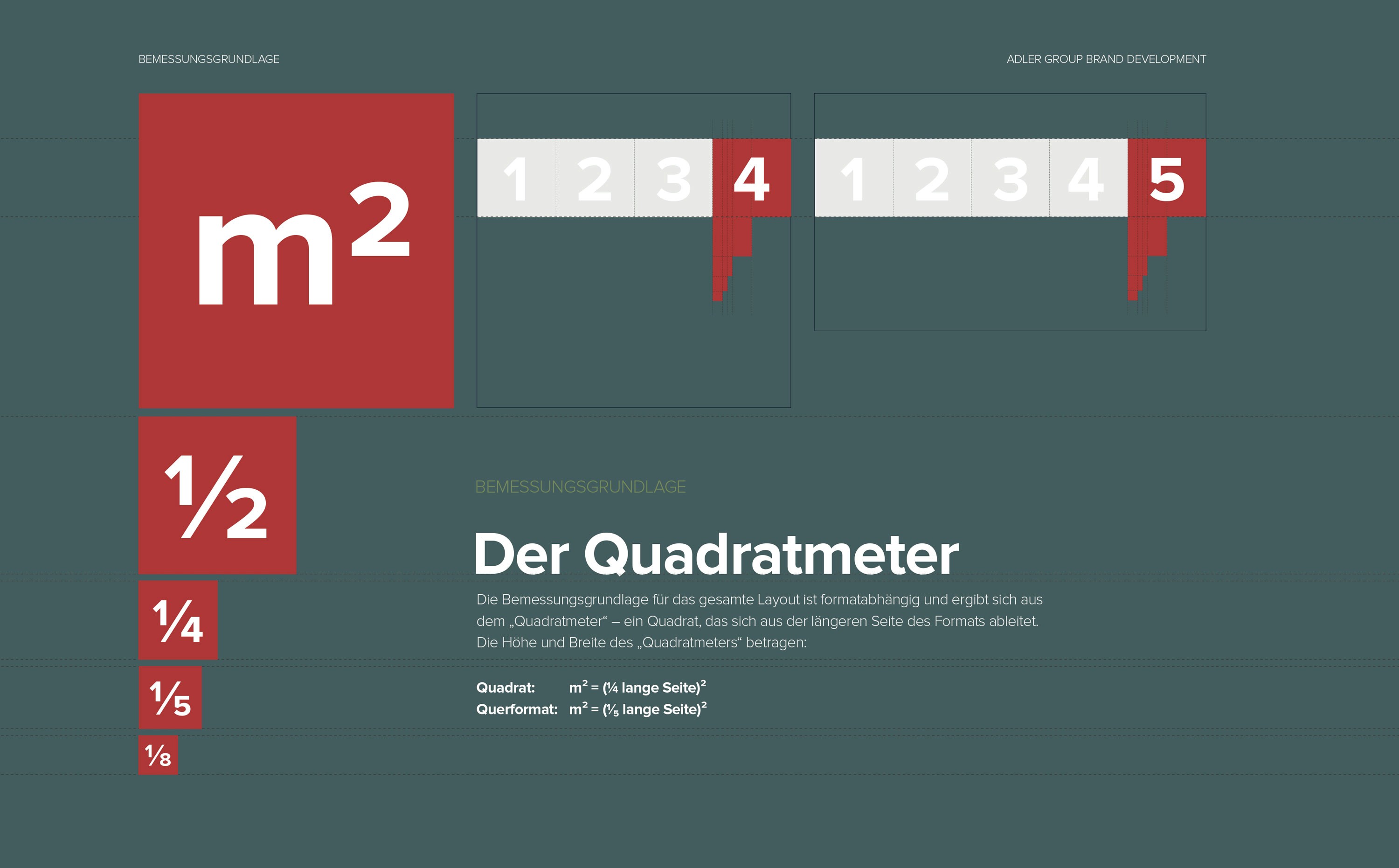 Corporate Identity der Adler Group – definiertes Gestaltungssystem mit Farbwelt, Raster und Schriftkonzept.