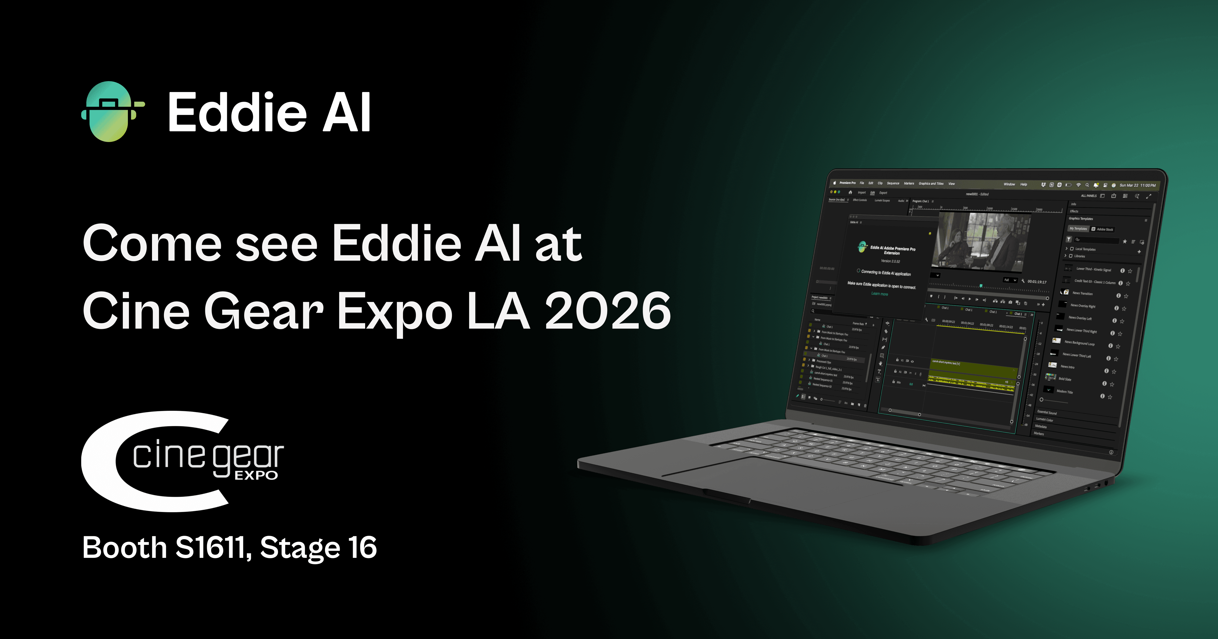 Eddie AI logo with header text "NAB 2026 Best in Show" as well as the Red Shark Best In Show award badge and NAB show logo