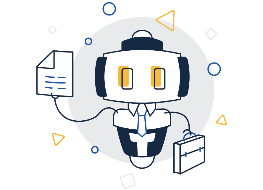 Illustration with TermsFeed robot appying for a job