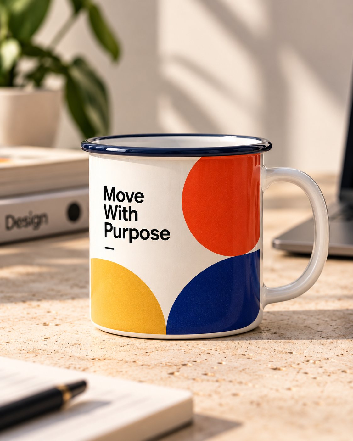 Move With Purpose Enamel Mug concept design by MCDNS