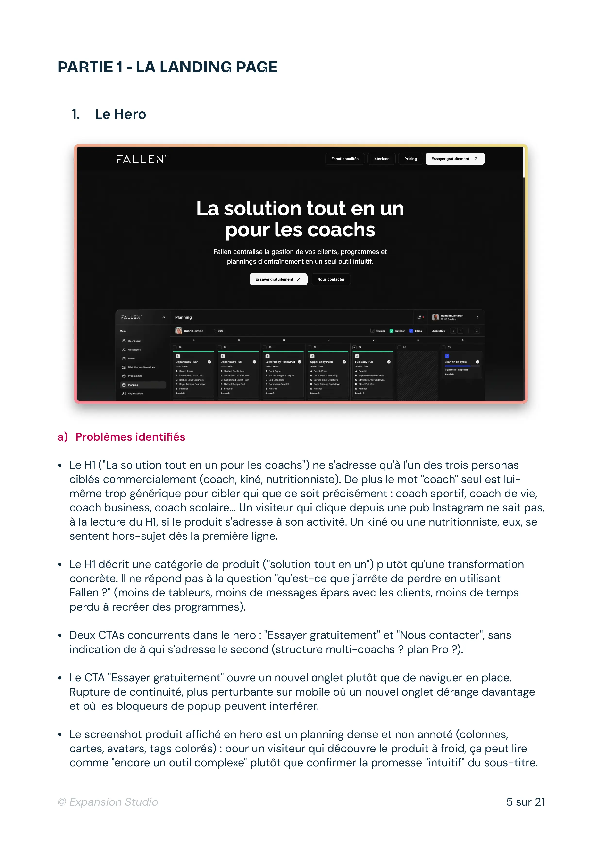 Audit UX - Fallen 2