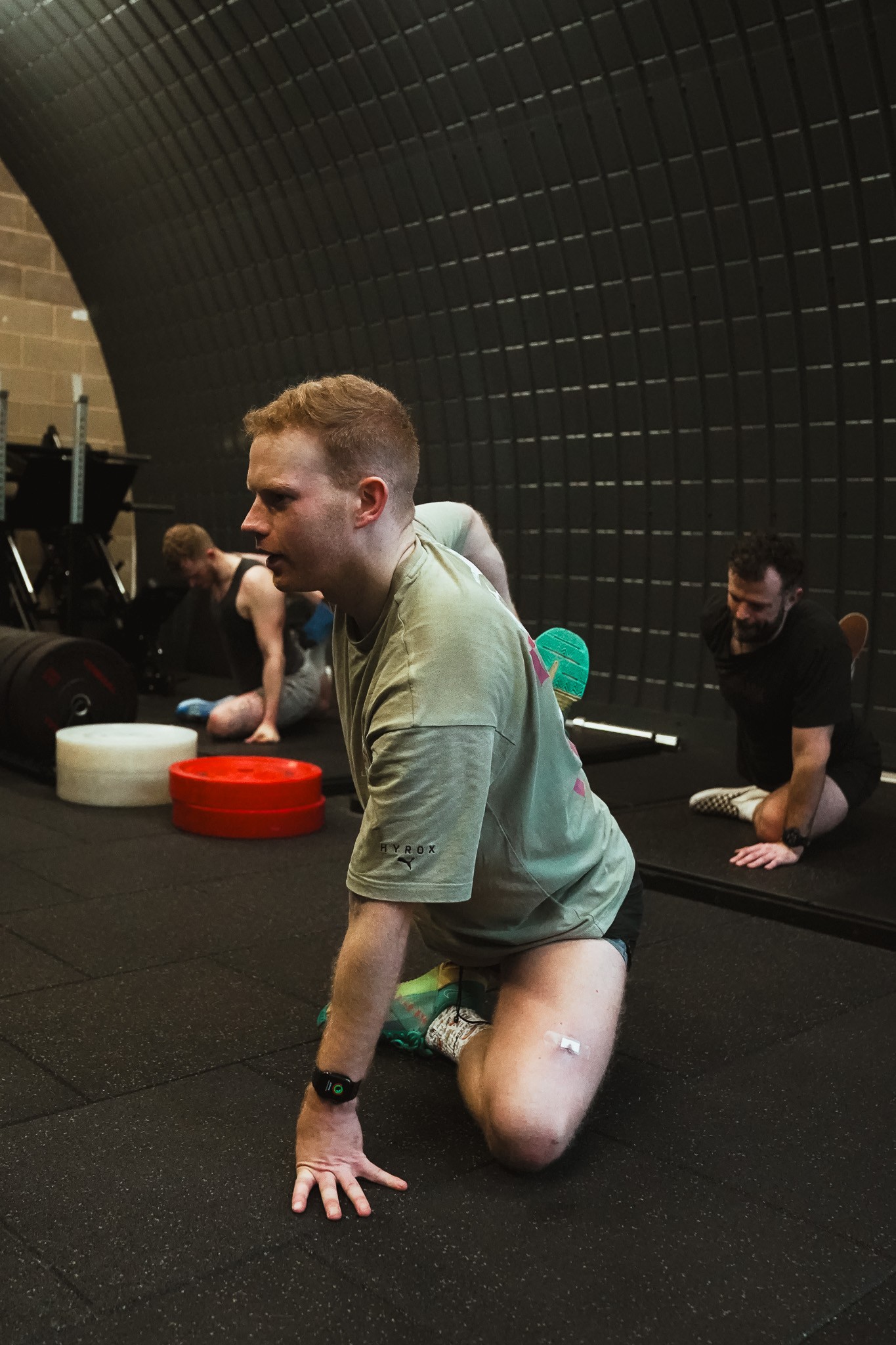 person wearing brown-and-white shoes jumping