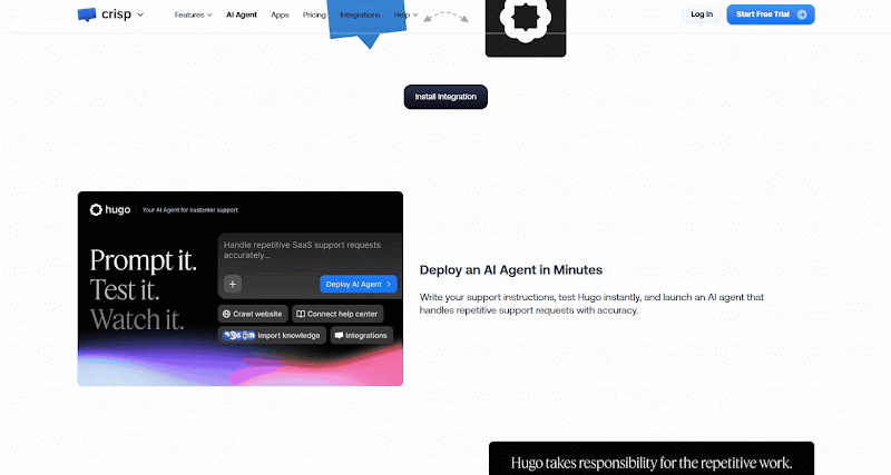 The Crisp Hugo homepage, as taken from Crisp Hugo