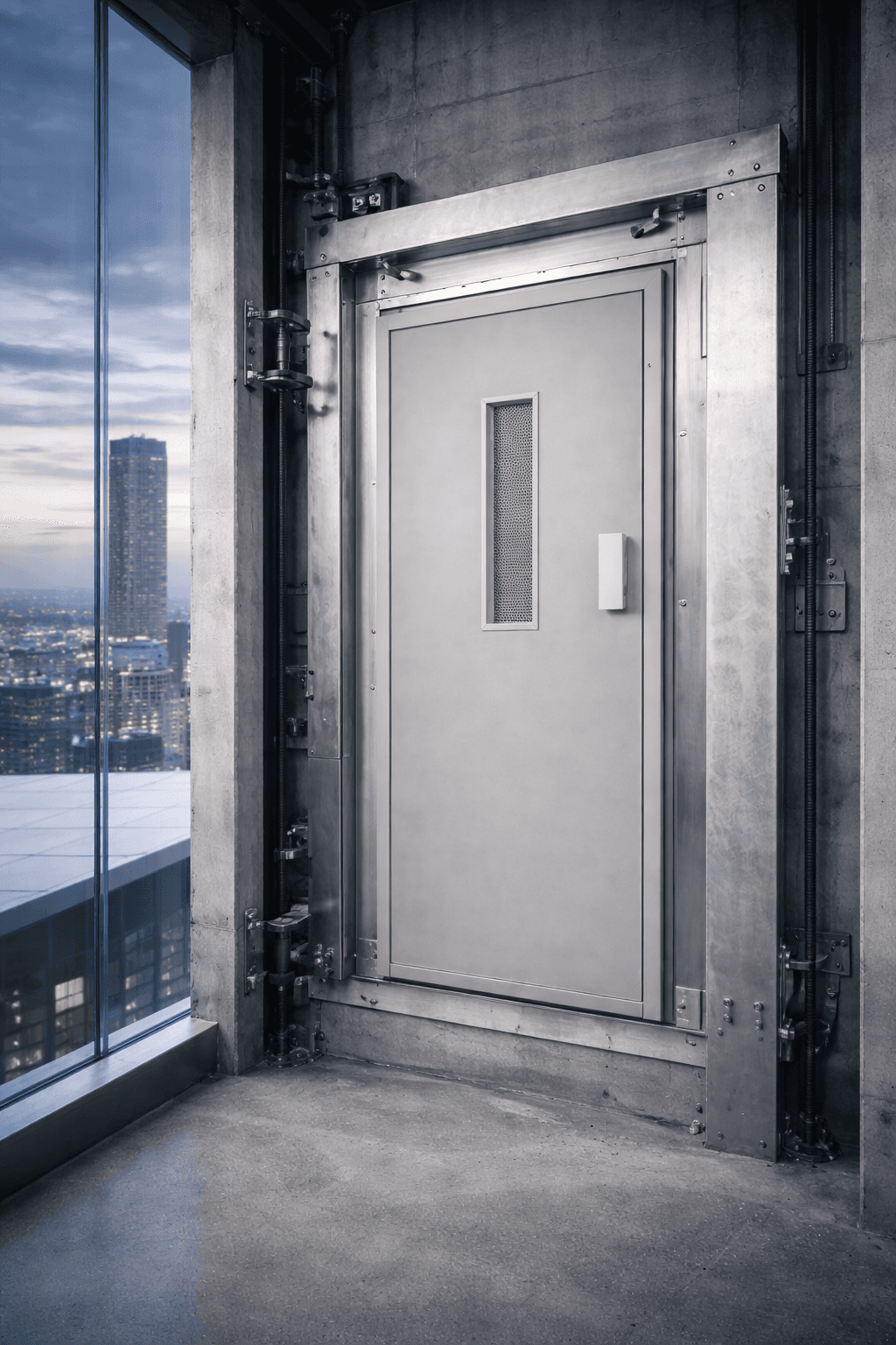industrial semi-automatic elevator door with simple, durable design