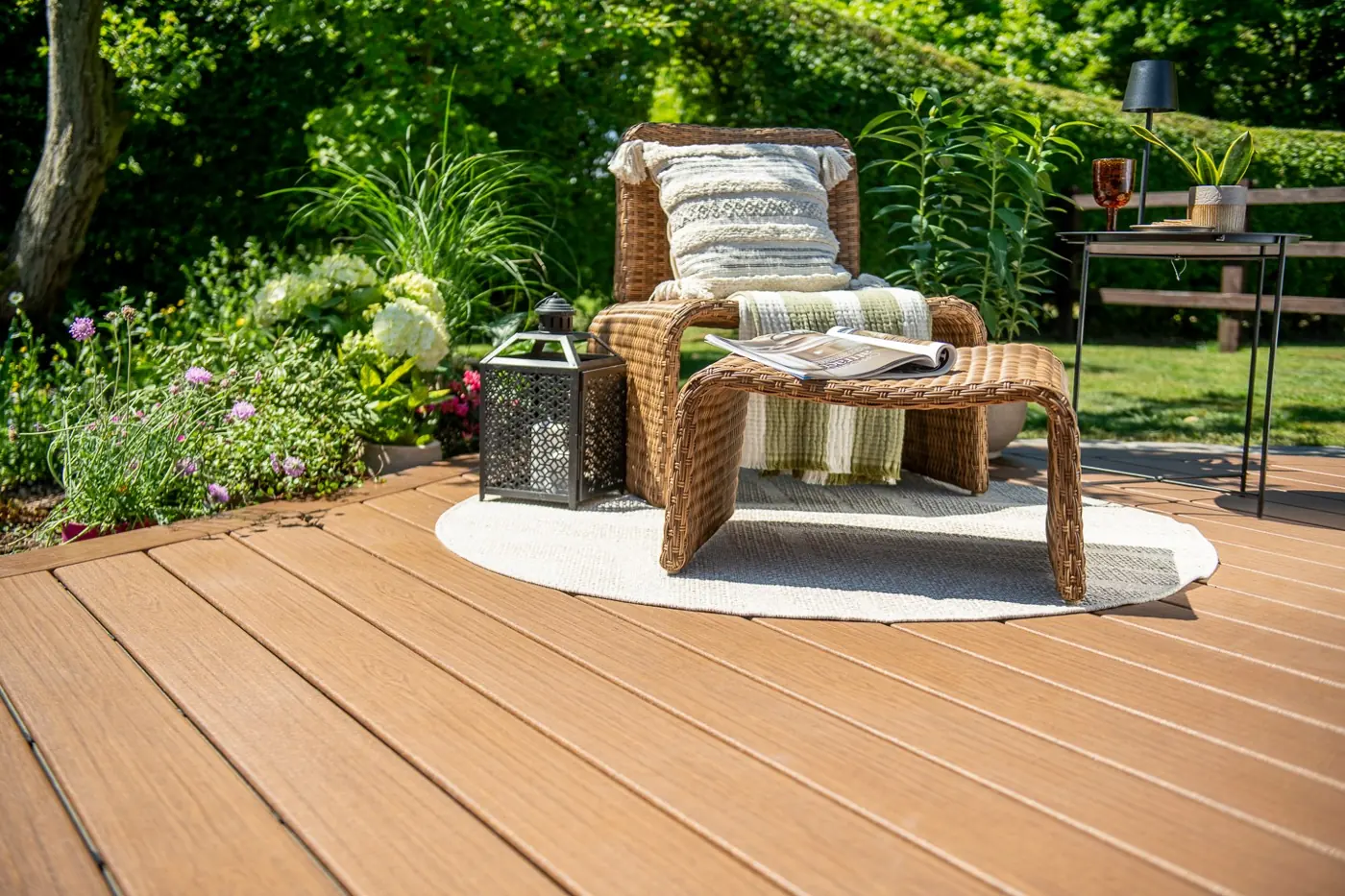 Toasted Sand Trex deck with wicker chair