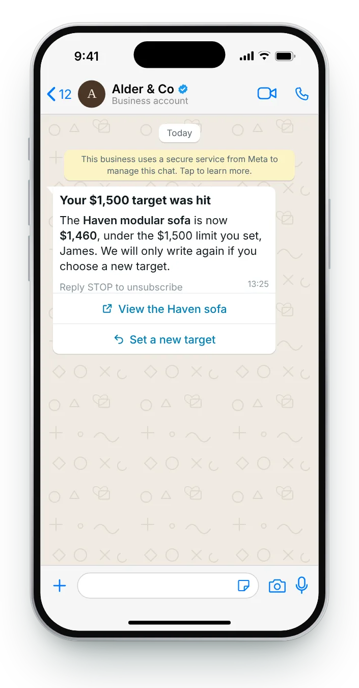 The number they asked us to watch: WhatsApp price drop message on an iPhone