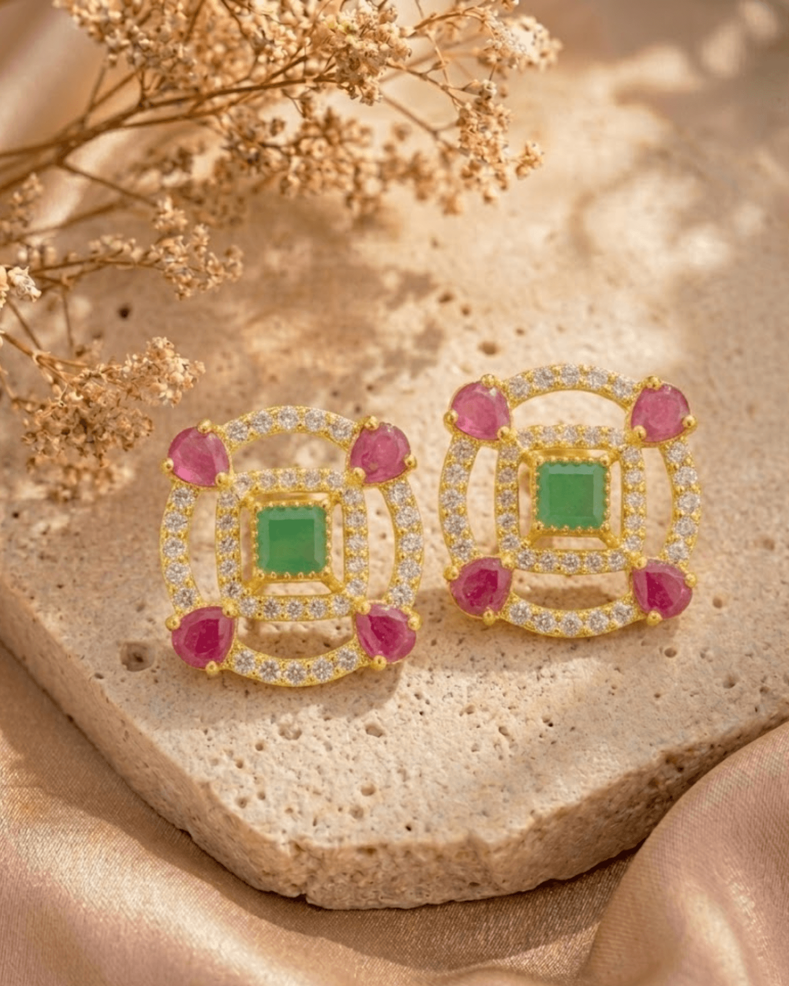 Colored layered earrings