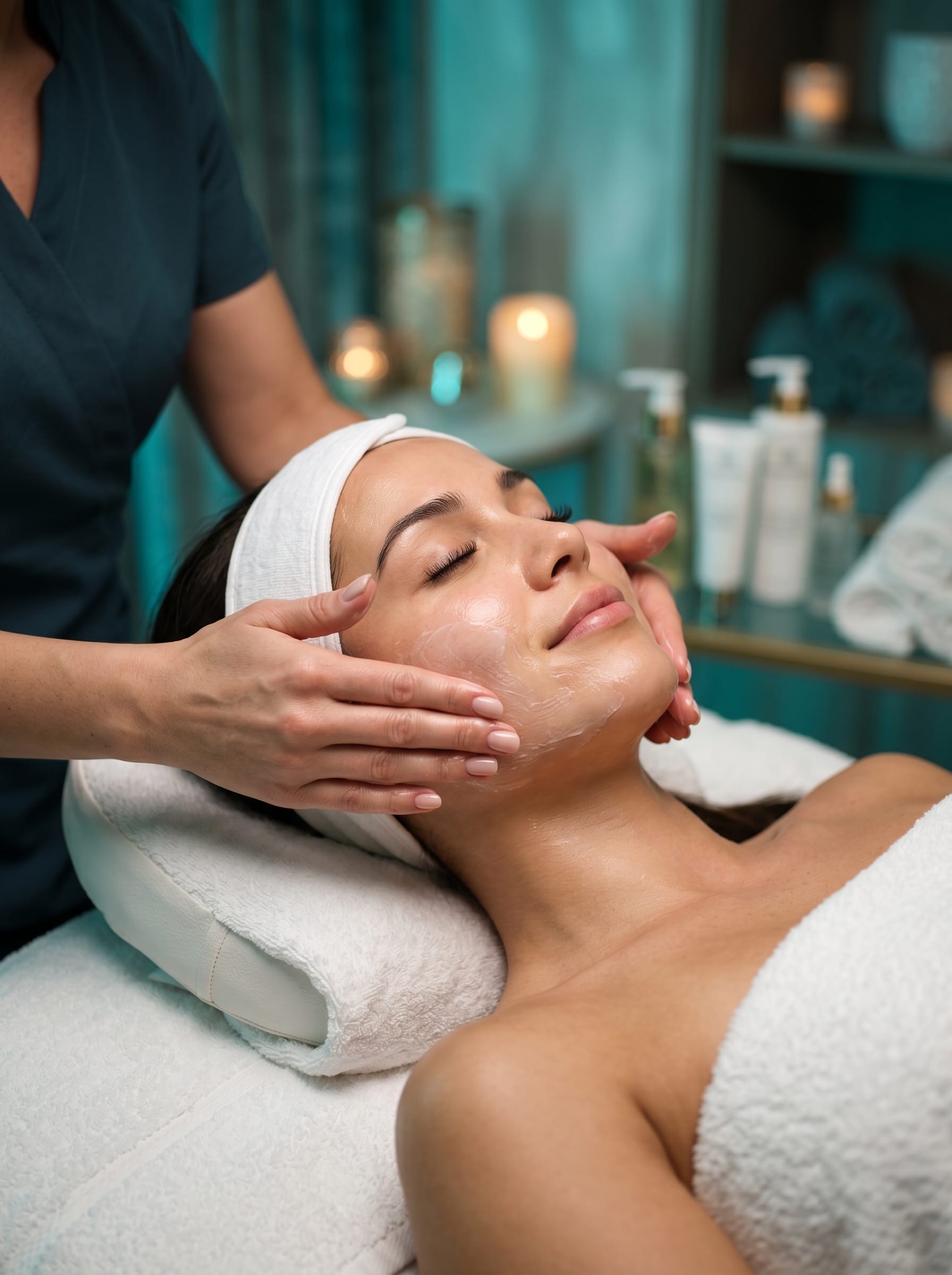 Relaxing luxury facial spa treatment