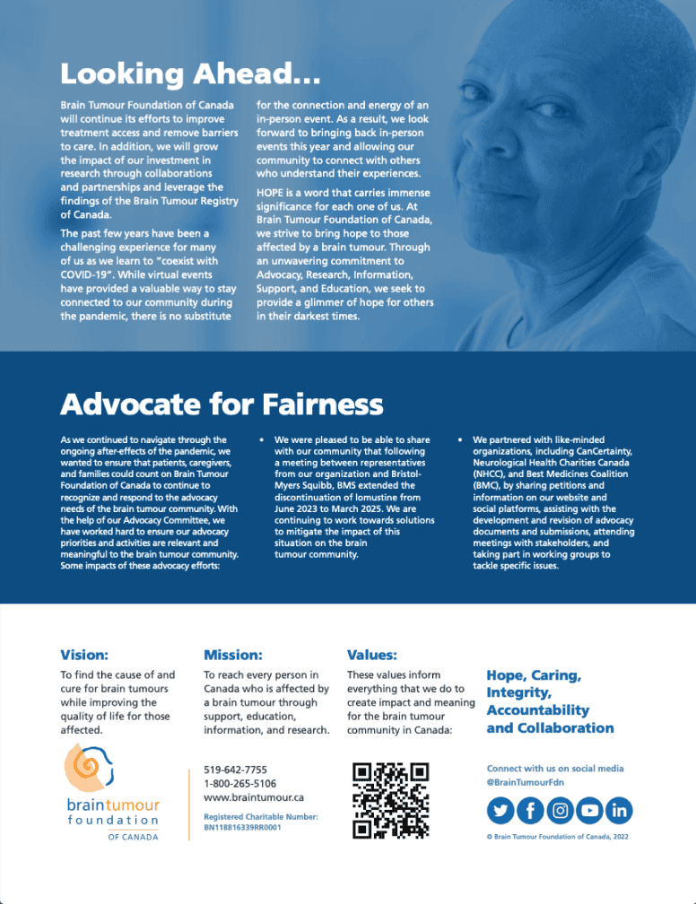 Freelance annual impact report print brochure design for a non-profit - back cover page