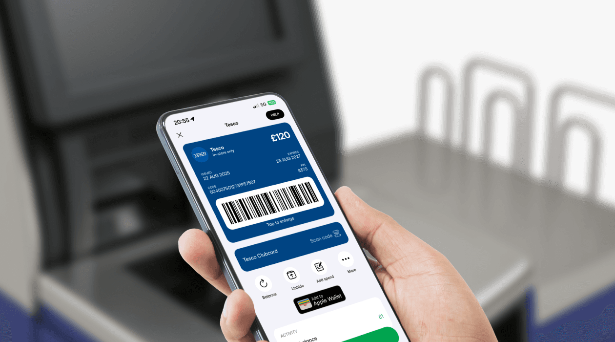 A gift card in the cheddar app being used to pay at check out