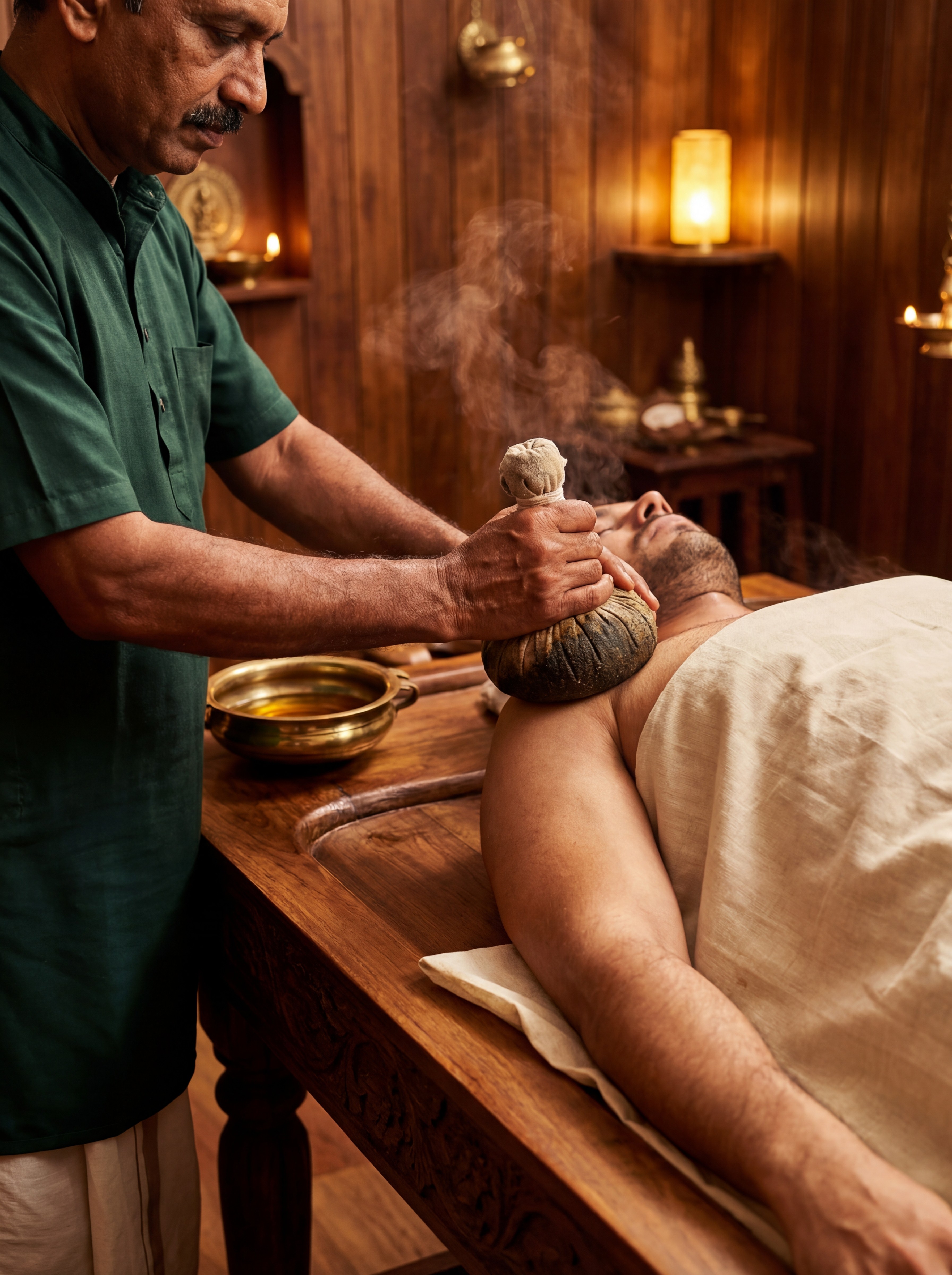 A woman with a serene expression enjoying the warmth of the sunlight on her face. She is next to an essential oil diffuser releasing a soft mist, creating a calming and rejuvenating spa-like atmosphere.