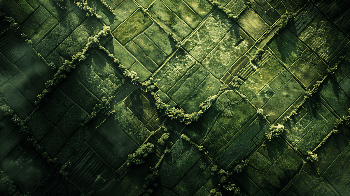Aerial view of a straight road cutting through dense green vegetation