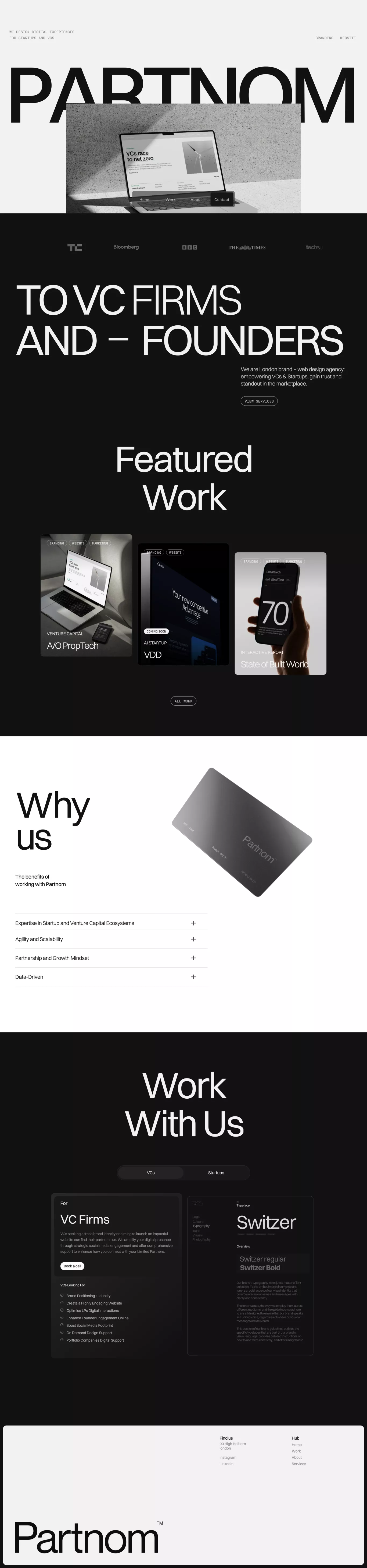 London-based Branding & Web Design Agenc portfolio page screenshot showcasing Design and Tech design